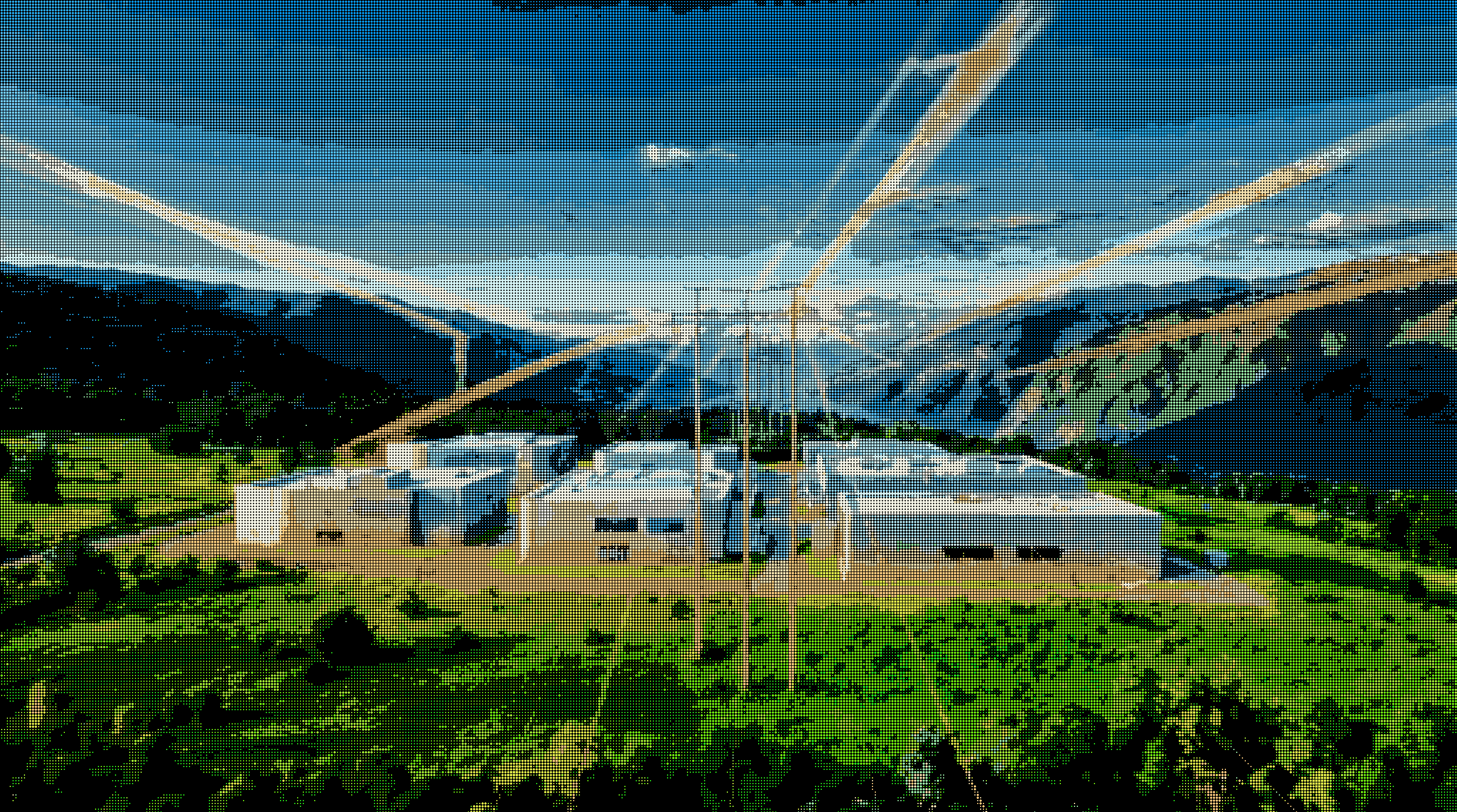 A high-voltage substation and transmission lines feeding a data centre campus.